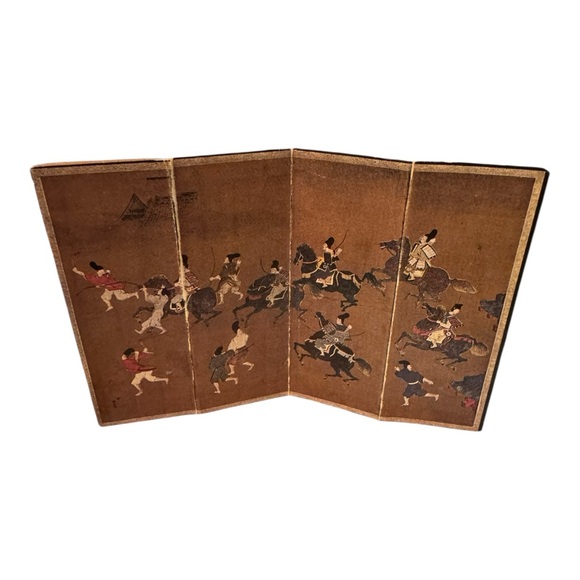 Other - Vintage Japanese four-panel folding screen Folding Divider Miniature